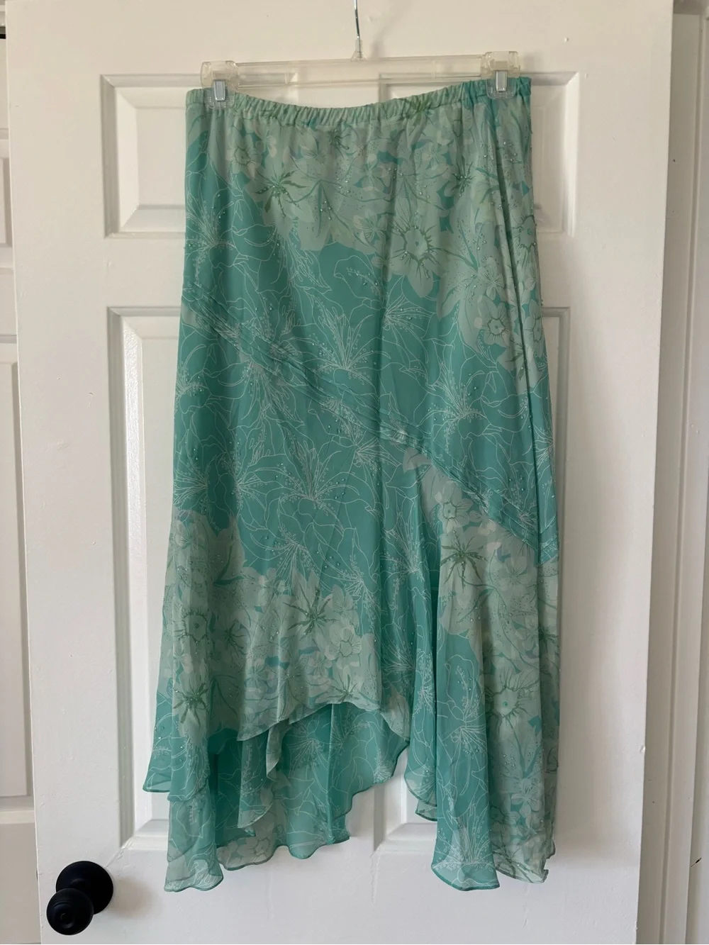 Vintage Adrianna Papell 100% Silk Floral Handkerchief Hem Skirt - Size 14